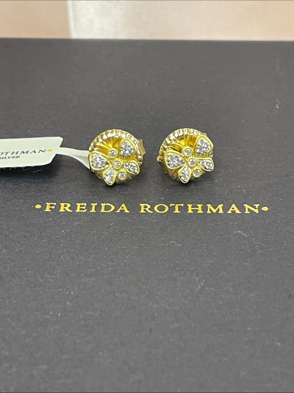 Freida Rothman Sterling Silver Pave Mini Butterfly Studs - NWT $195 MSRP